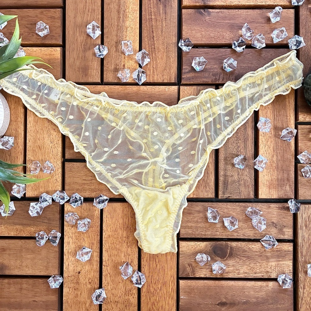 Adore me See thru polka dot yellow thong